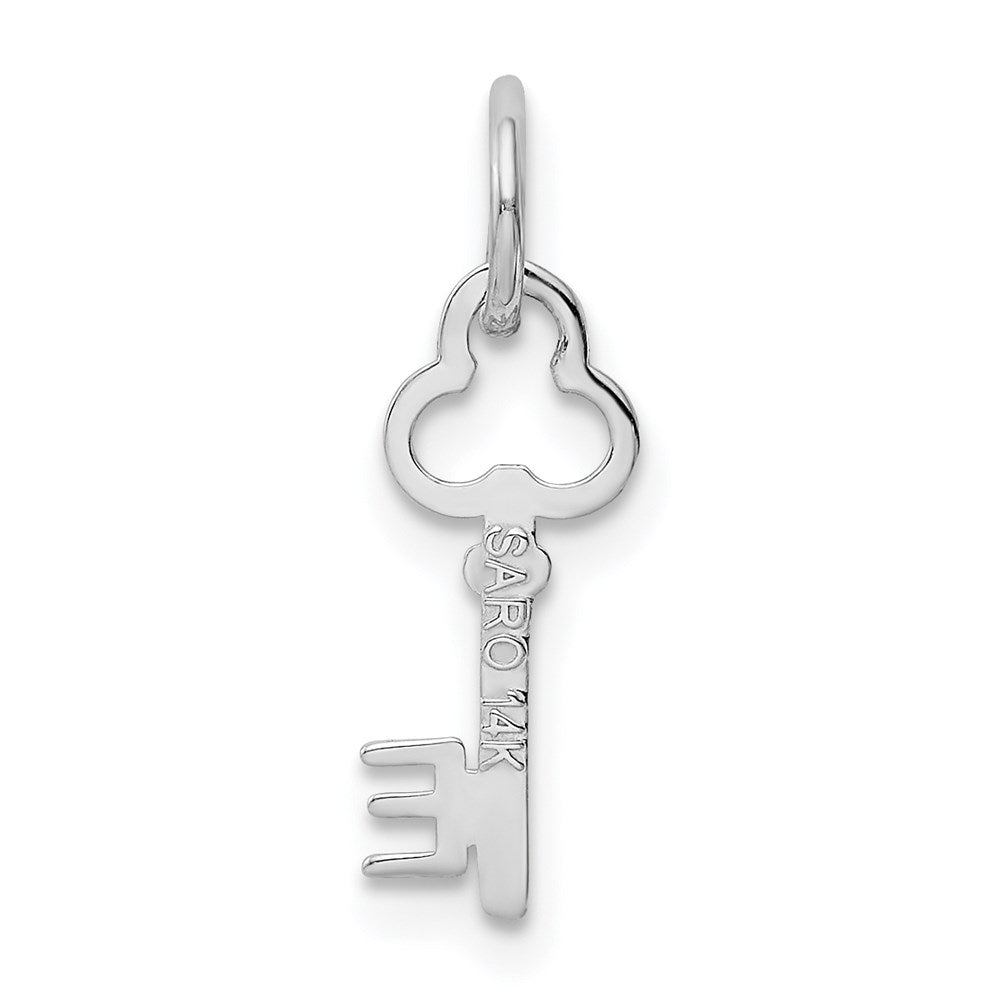 14K White Gold Key Letter E Initial Charm