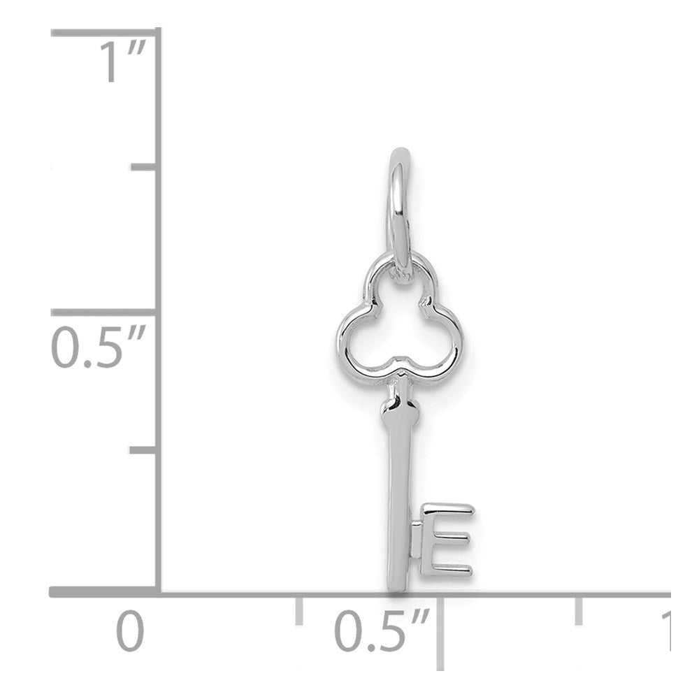 14K White Gold Key Letter E Initial Charm