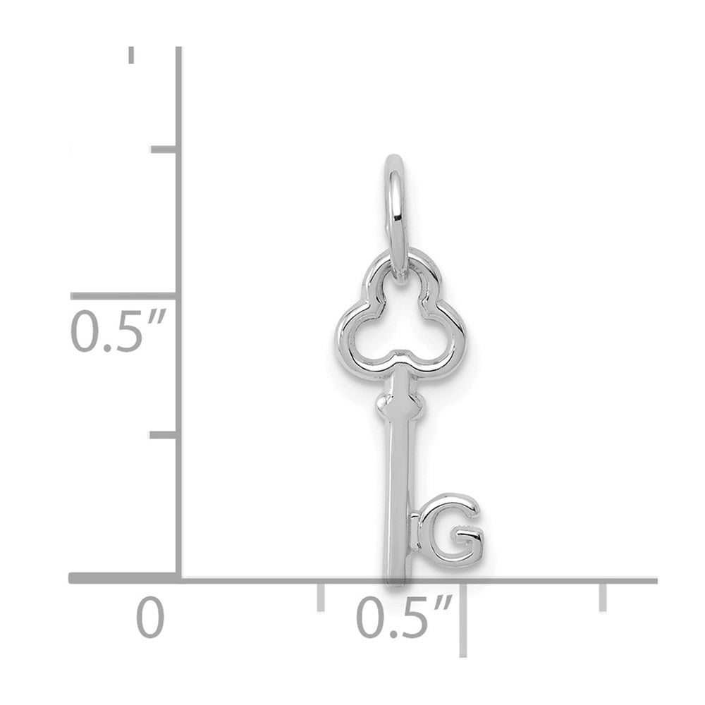 14K White Gold Key Letter G Initial Charm