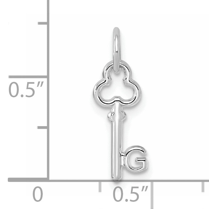 14K White Gold Key Letter G Initial Charm