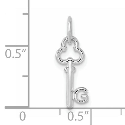 14K White Gold Key Letter G Initial Charm