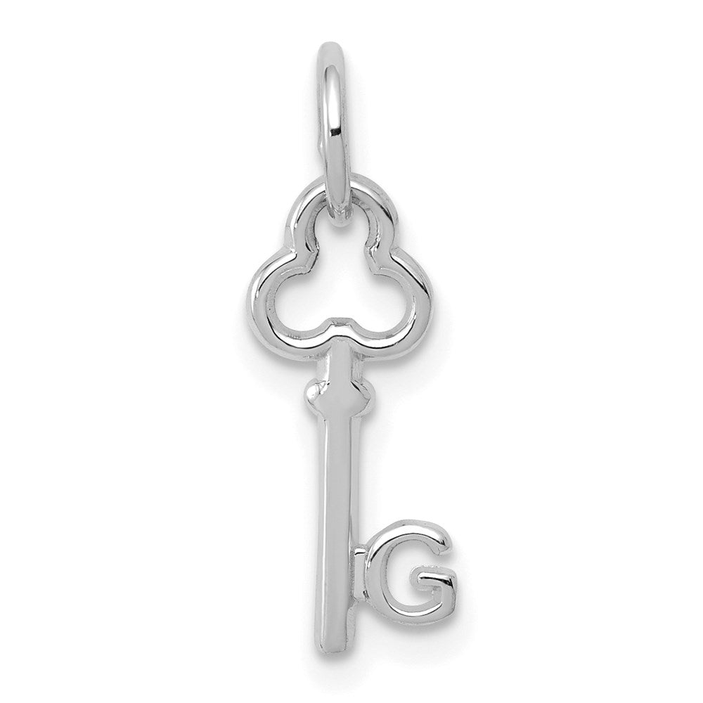 14K White Gold Key Letter G Initial Charm