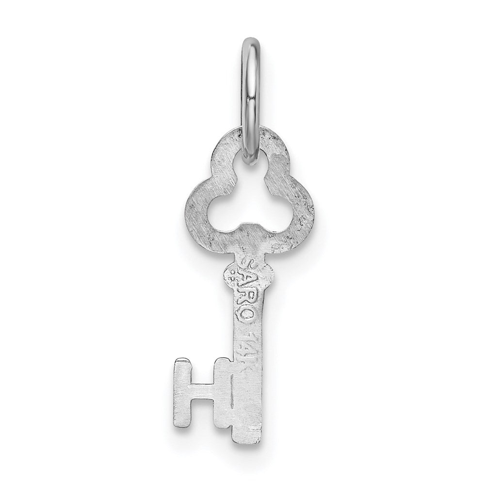 14K White Gold Key Letter H Initial Charm