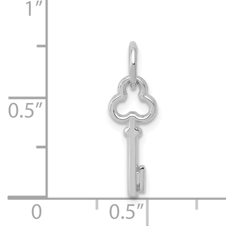 14K White Gold Key Letter I Initial Charm