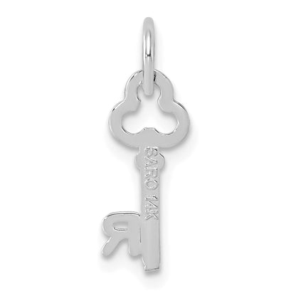 14K White Gold Key Letter R Initial Charm