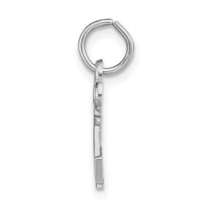 14K White Gold Key Letter V Initial Charm