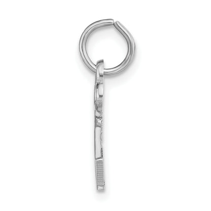 14K White Gold Key Letter W Initial Charm