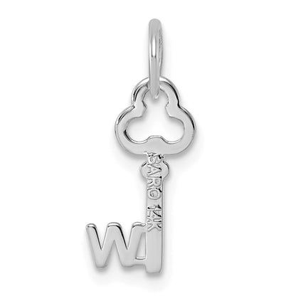 14K White Gold Key Letter W Initial Charm
