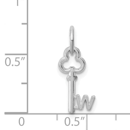 14K White Gold Key Letter W Initial Charm
