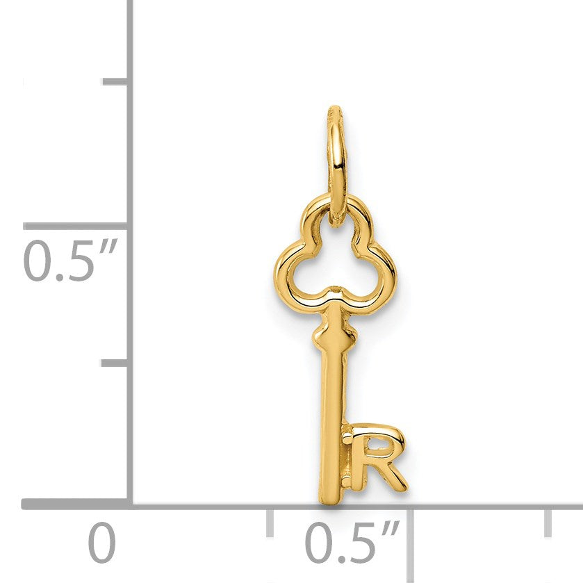 14k Key Letter R Initial Charm