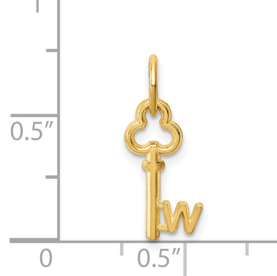 14k Key Letter W Initial Charm