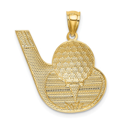 14k and White Rhodium Golf Club and Ball Pendant