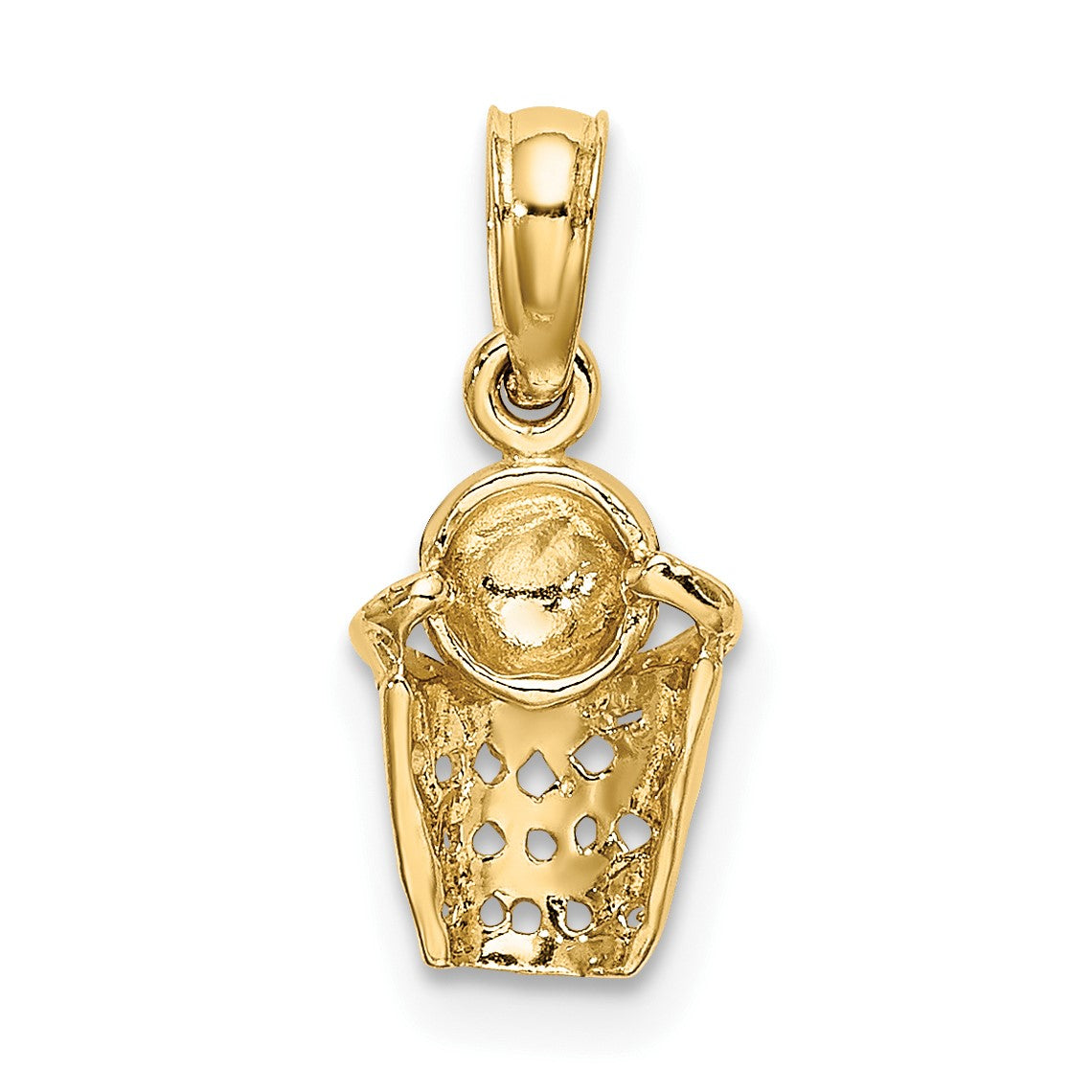 14k Mini Basketball with Net Charm