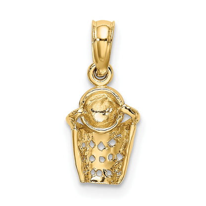 14k Mini Basketball with Net Charm