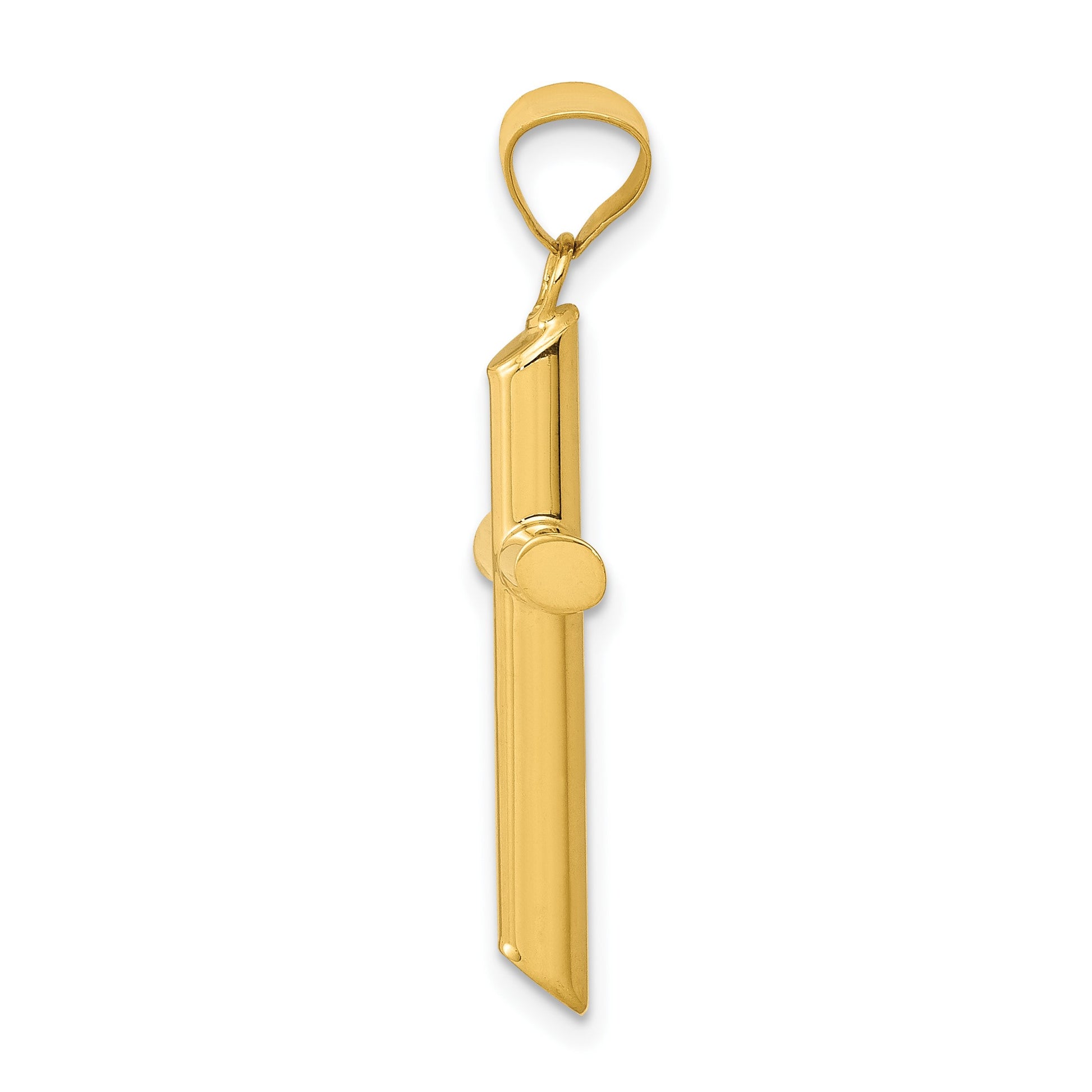 14k 3-D Polished Hollow Cross Pendant