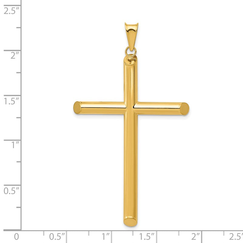 14k Large 3-D Polished Hollow Cross Pendant