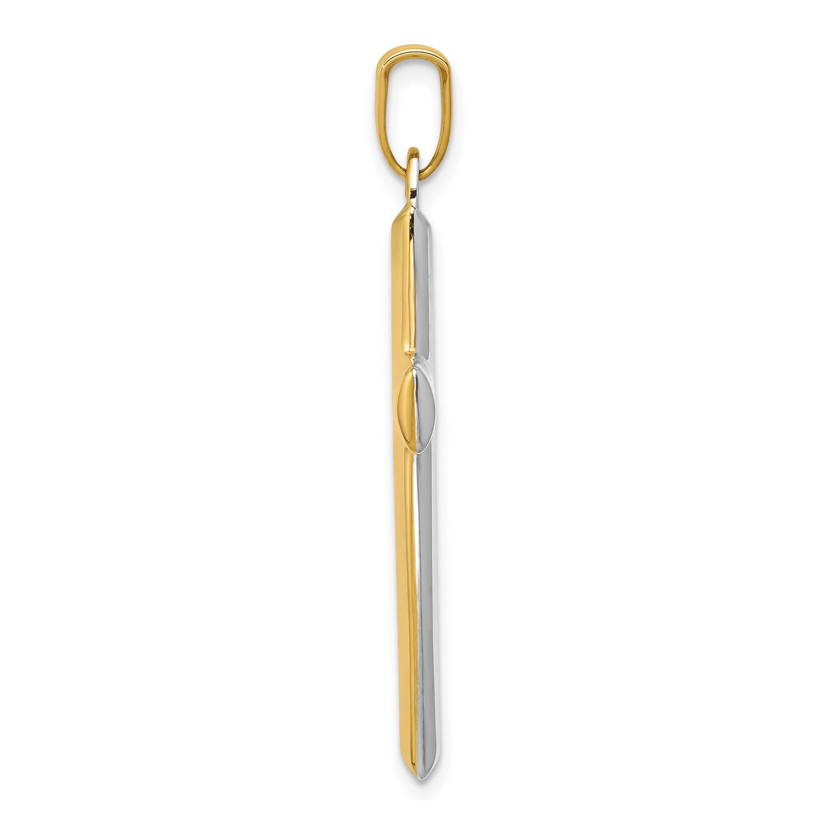 14K and White Rhodium Reversible Yellow/White Cross Pendant