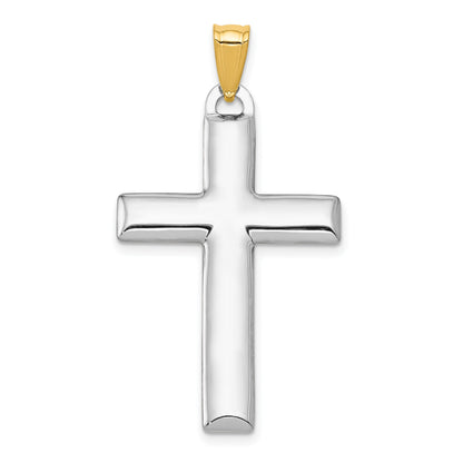 14K and White Rhodium Reversible Yellow/White Cross Pendant