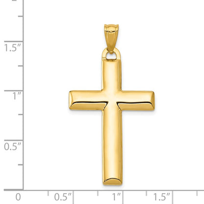14K and White Rhodium Reversible Yellow/White Cross Pendant