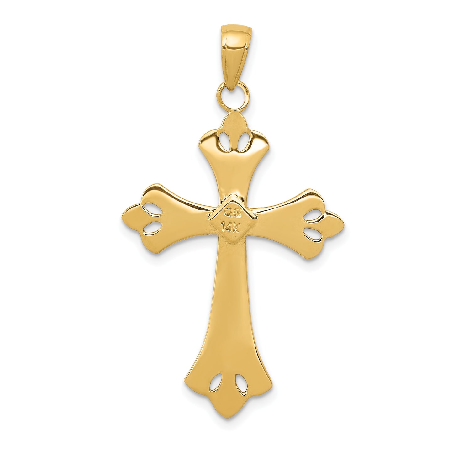 14k and White Rhodium Textured Cross Pendant