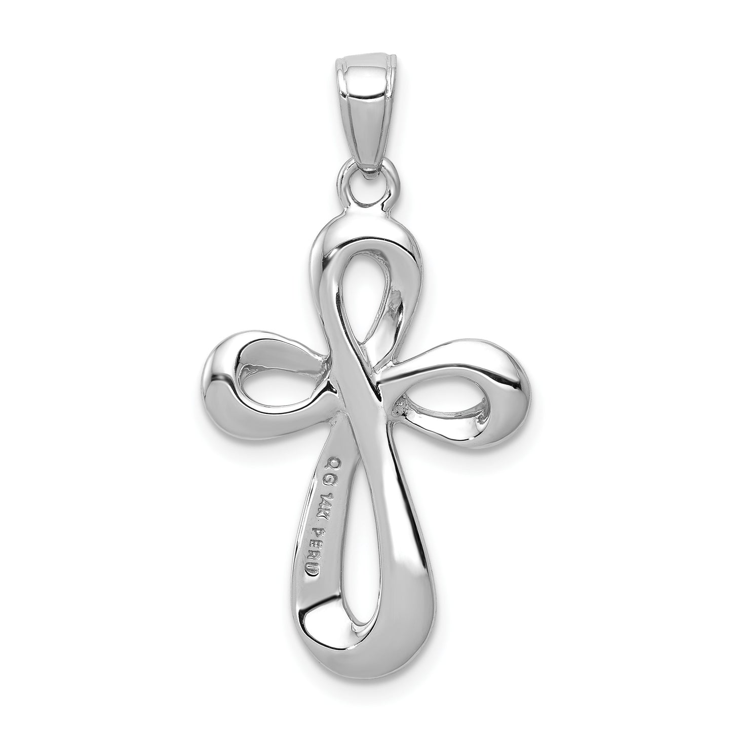 14k White Gold Ribbon Cross Pendant