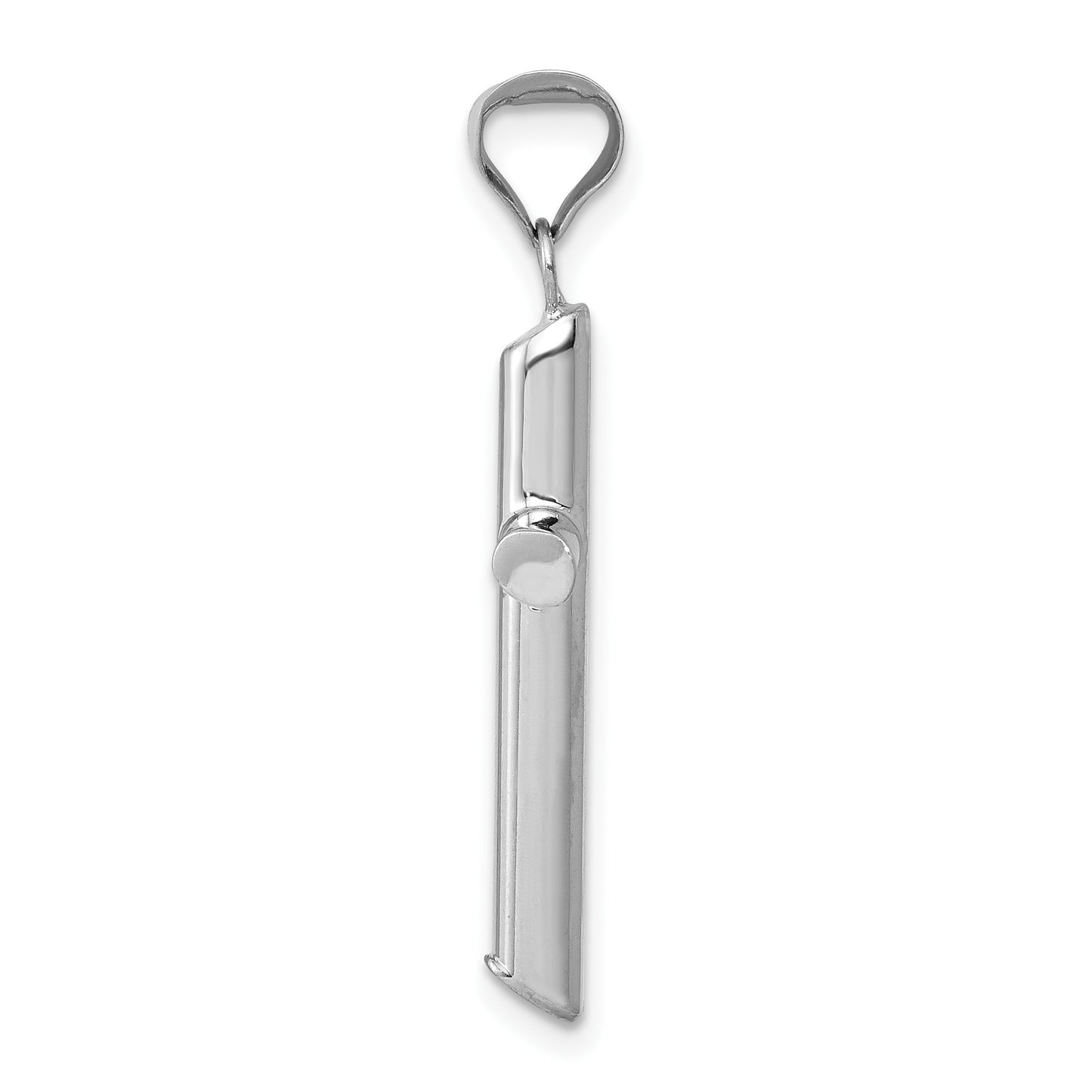 14k White Gold Polished Hollow Cross Pendant
