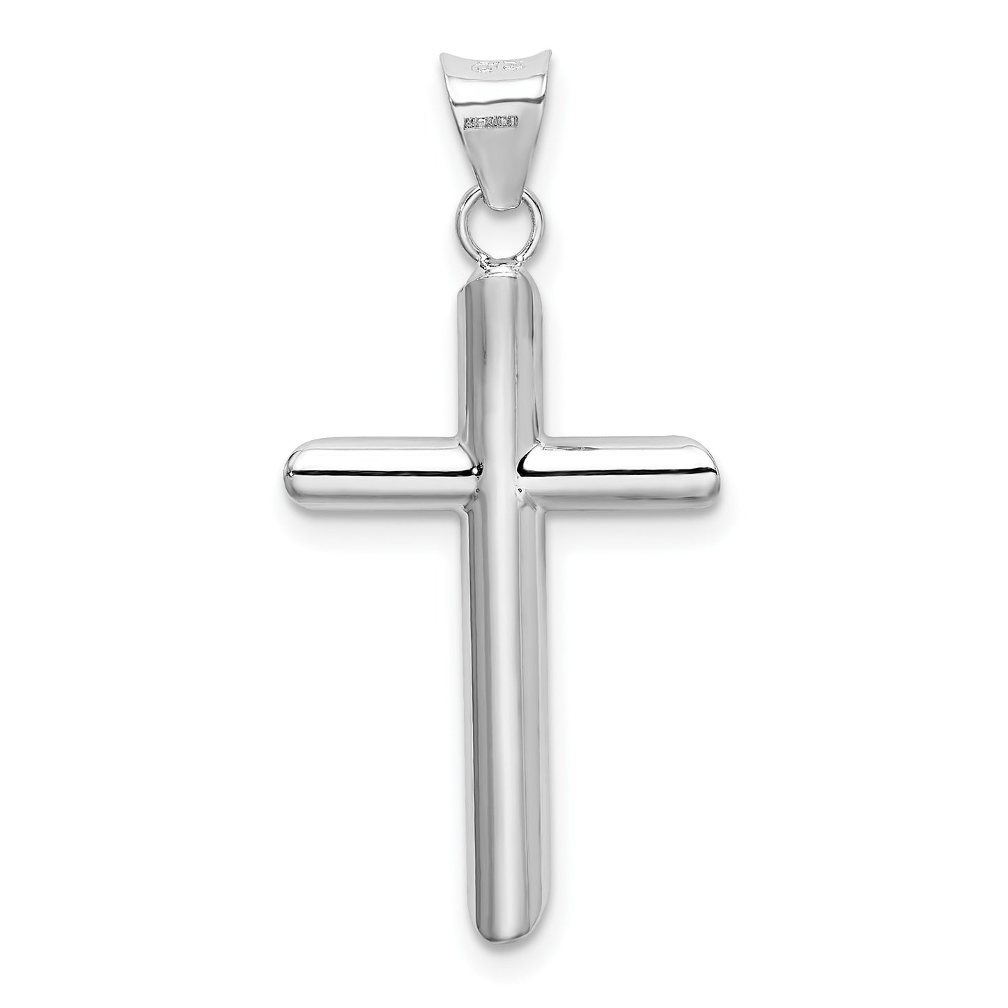 14k White Gold Polished Hollow Cross Pendant