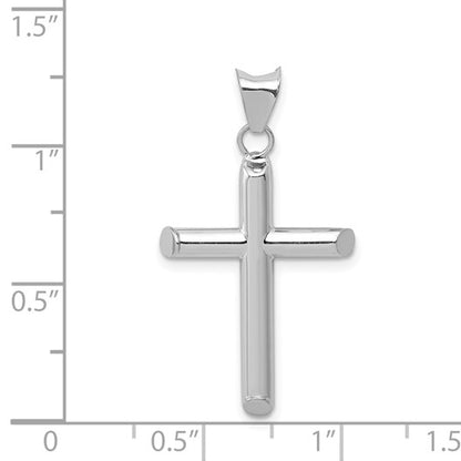 14k White Gold Polished Hollow Cross Pendant
