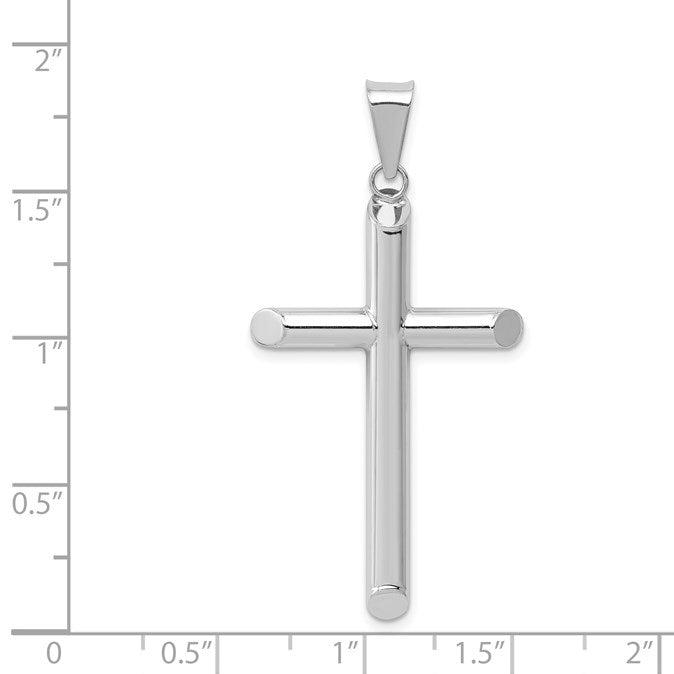 14k White Gold Polished Hollow Cross Pendant