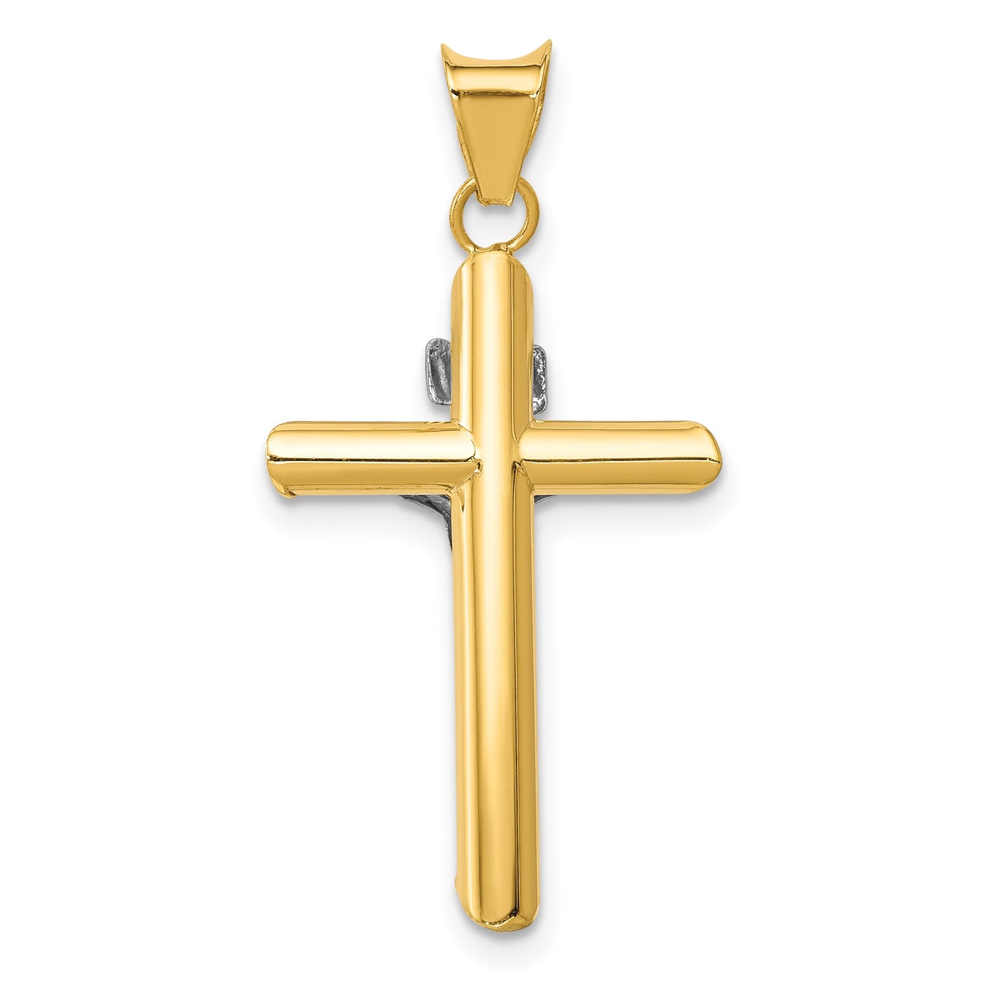 14K Two-Tone and White Rhodium Inri Crucifix Pendant