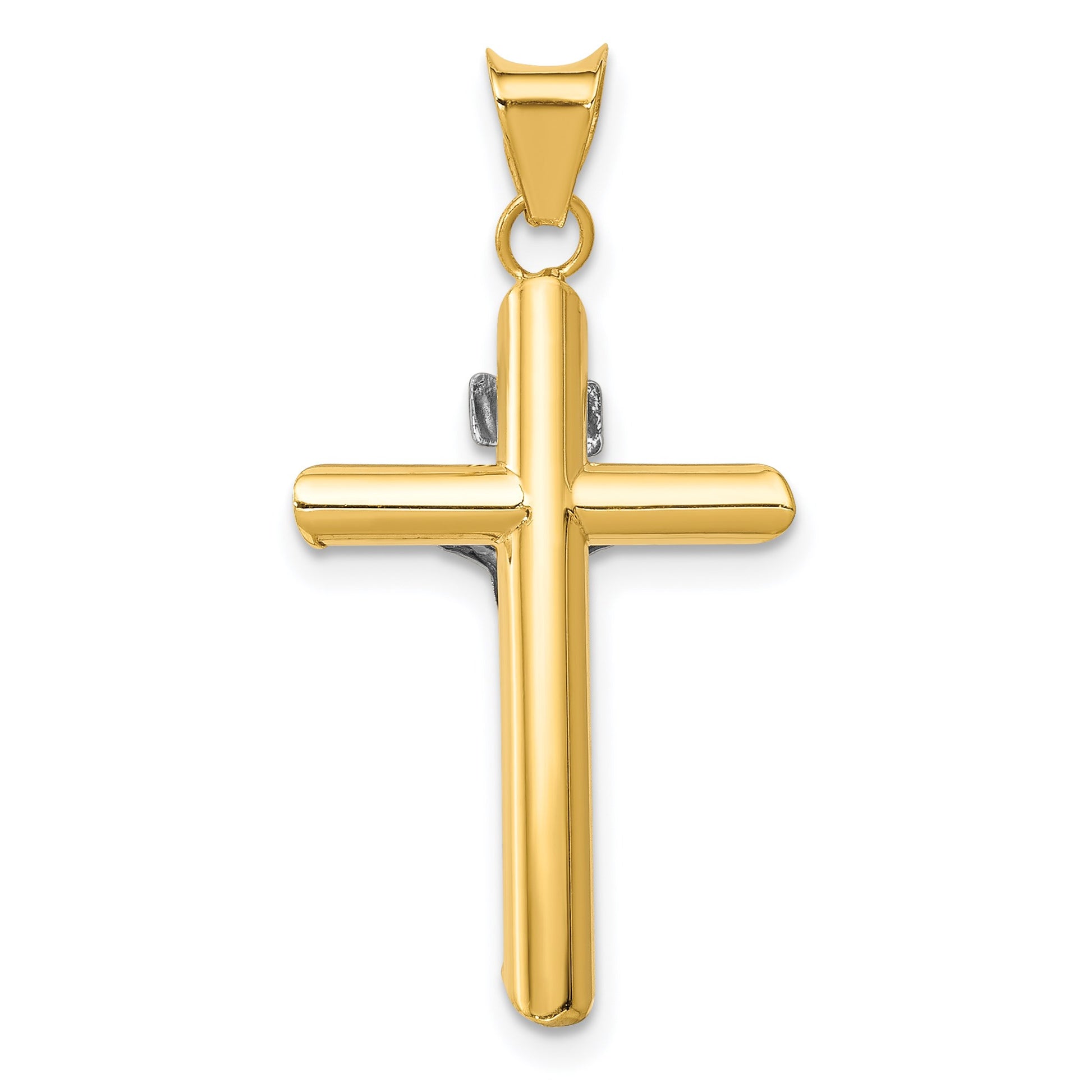 14K Two-Tone and White Rhodium Inri Crucifix Pendant