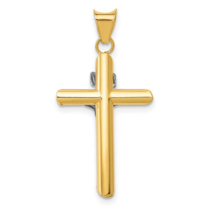 14K Two-Tone and White Rhodium Inri Crucifix Pendant