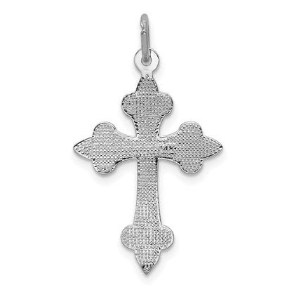 14k White Gold Fleur de Lis Cross Pendant