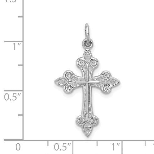 14k White Gold Fleur de Lis Cross Pendant