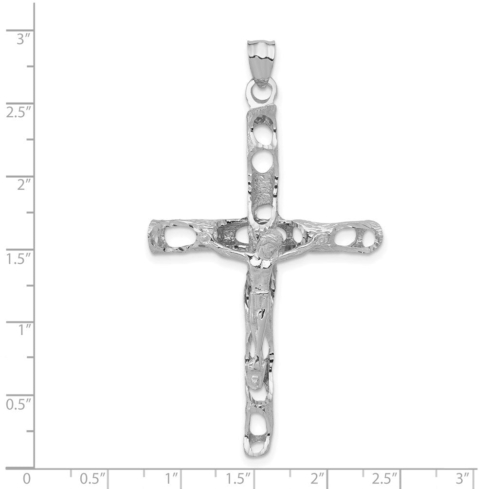 14K White Gold Large Crucifix Pendant