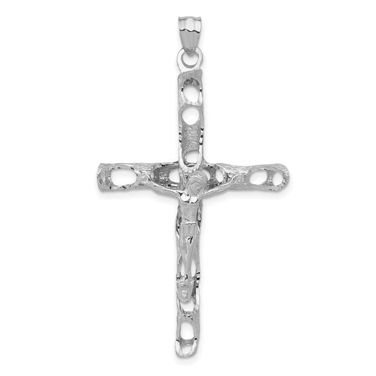 14K White Gold Crucifix Pendant