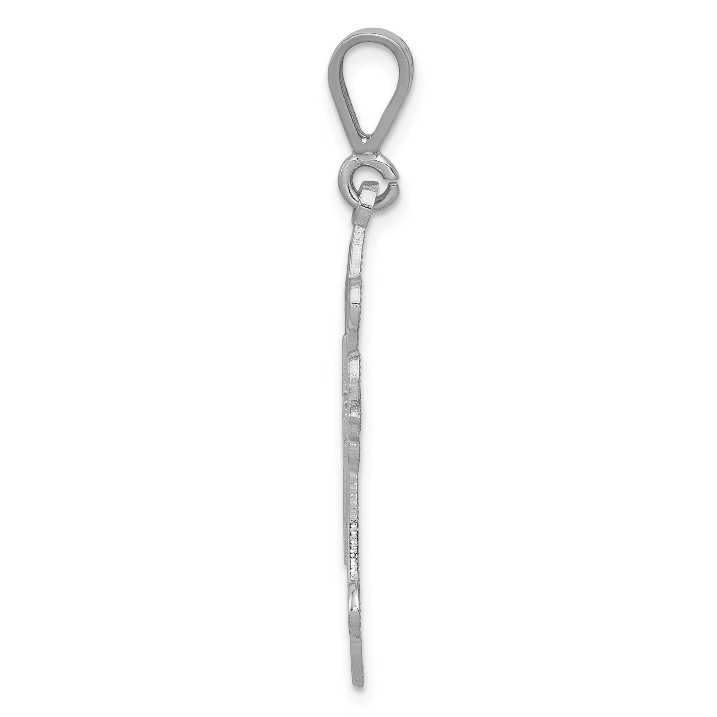 14k White Gold Fleur de Lis Cross Pendant