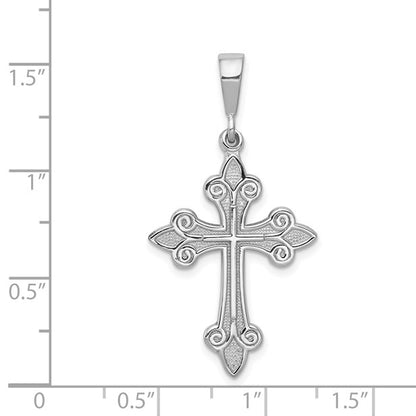 14k White Gold Fleur de Lis Cross Pendant