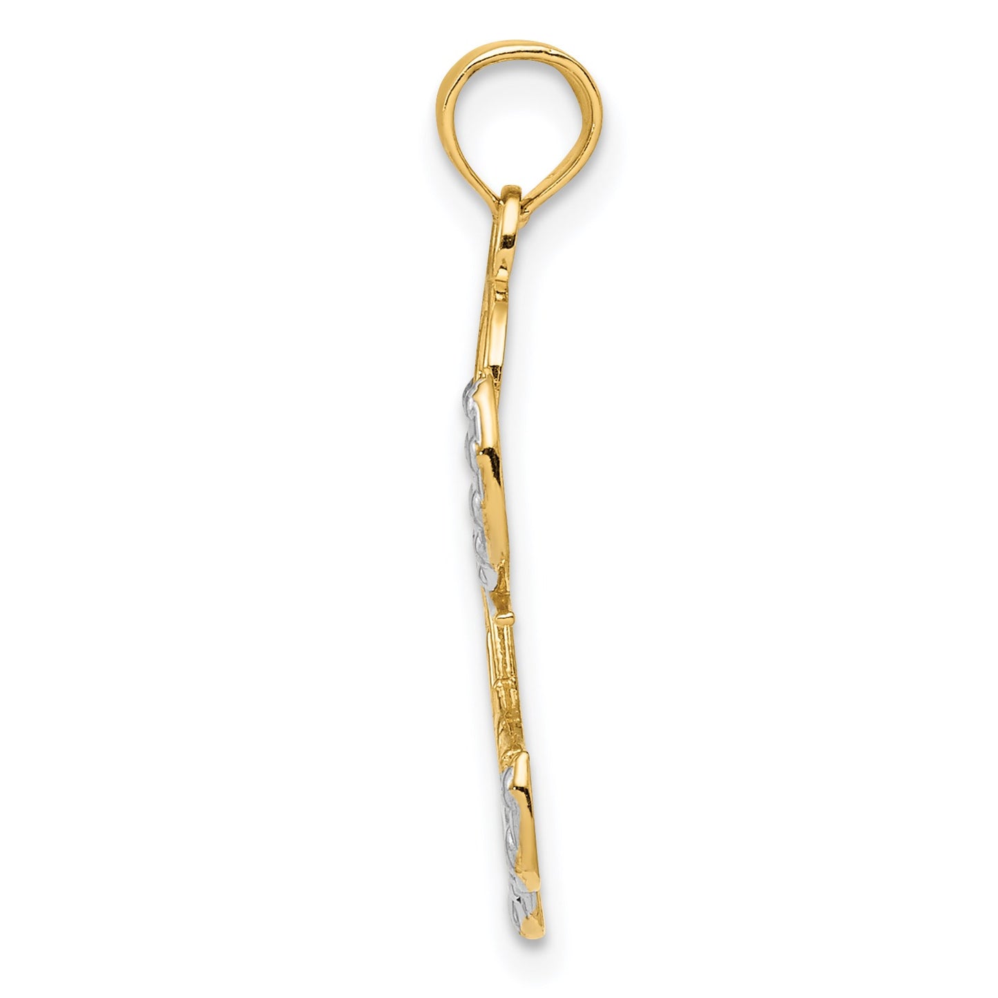 14K and White Rhodium LOVE Angel Pendant