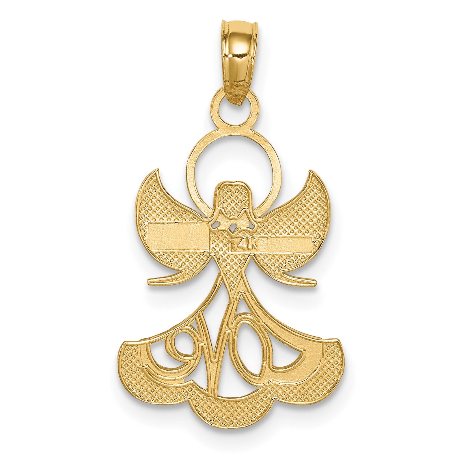 14K and White Rhodium LOVE Angel Pendant