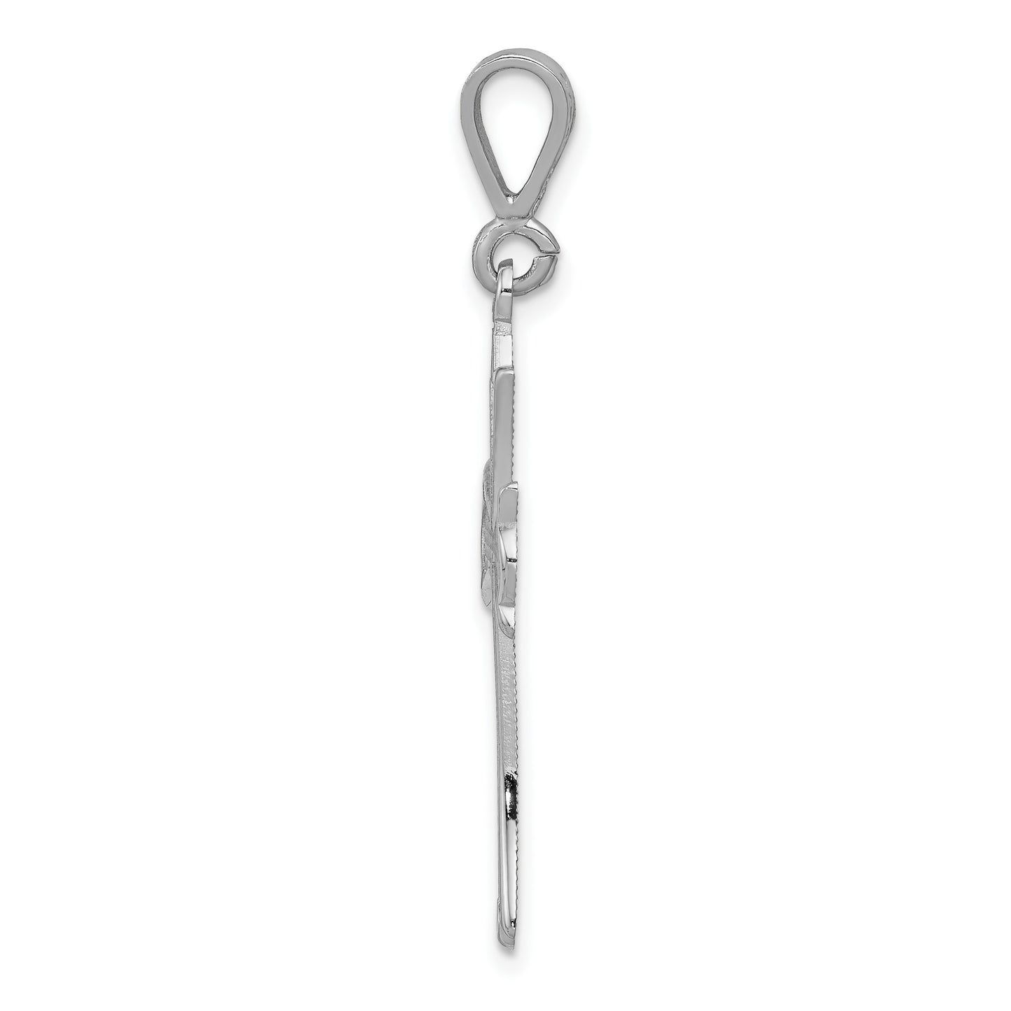 14k White Gold Fleur de Lis Cross Pendant