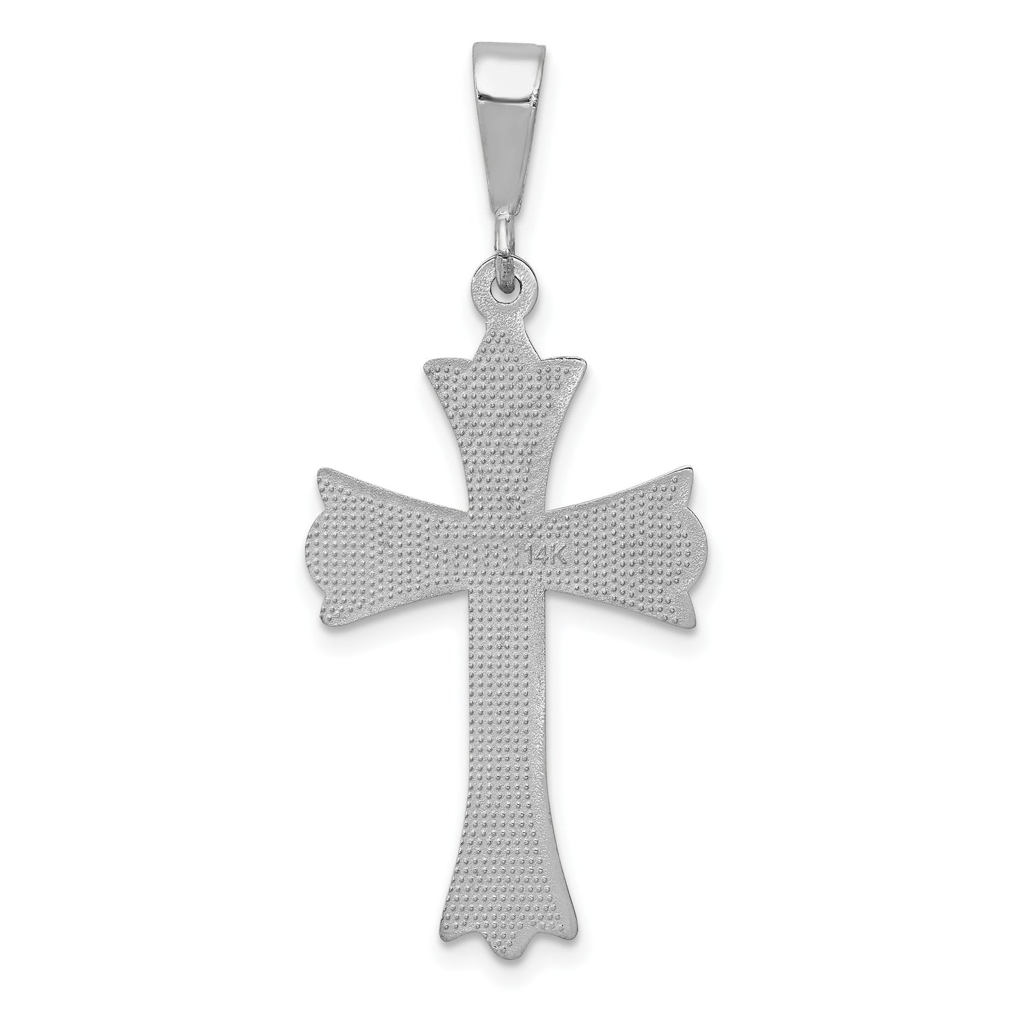 14k White Gold Fleur de Lis Cross Pendant