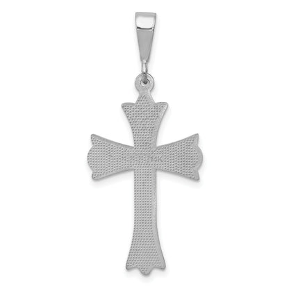 14k White Gold Fleur de Lis Cross Pendant