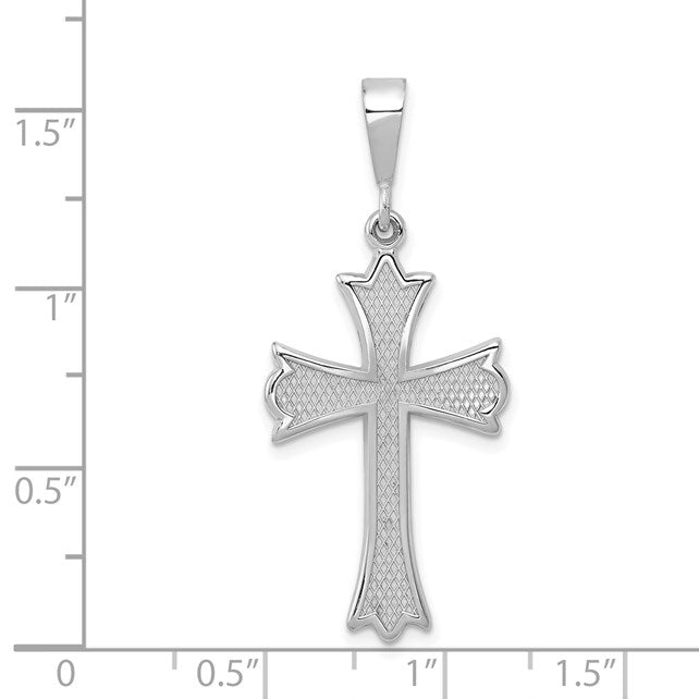 14k White Gold Fleur de Lis Cross Pendant