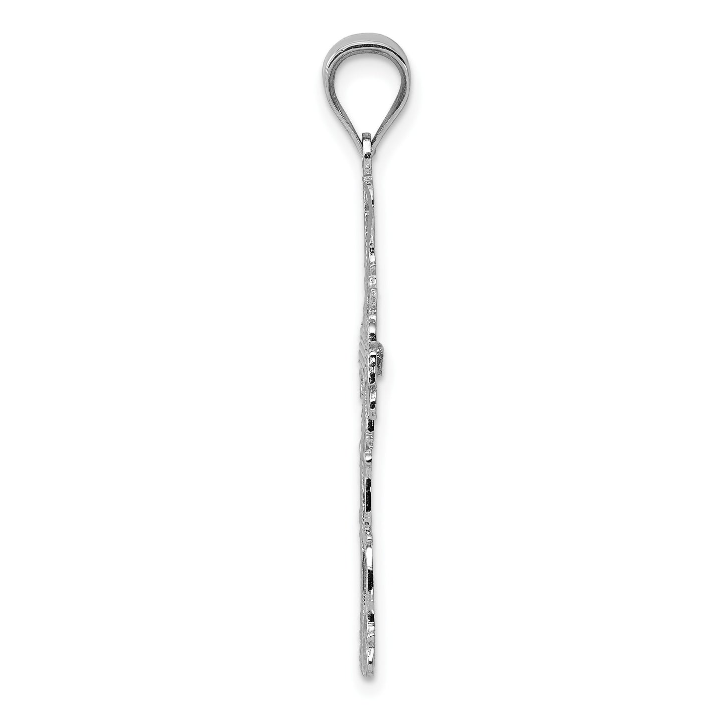 14k White Gold Fancy Latin Cross Pendant