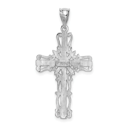 14k White Gold Fancy Latin Cross Pendant