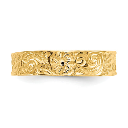 14k Flower and Scroll Toe Ring
