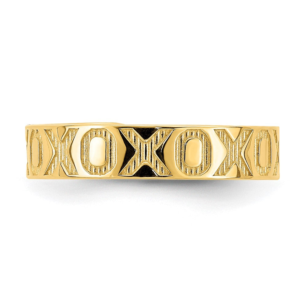 14K X and O Pattern Toe Ring