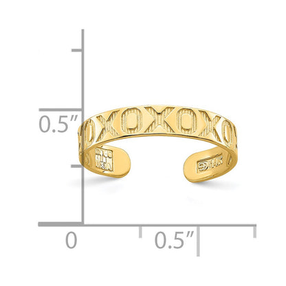 14K X and O Pattern Toe Ring