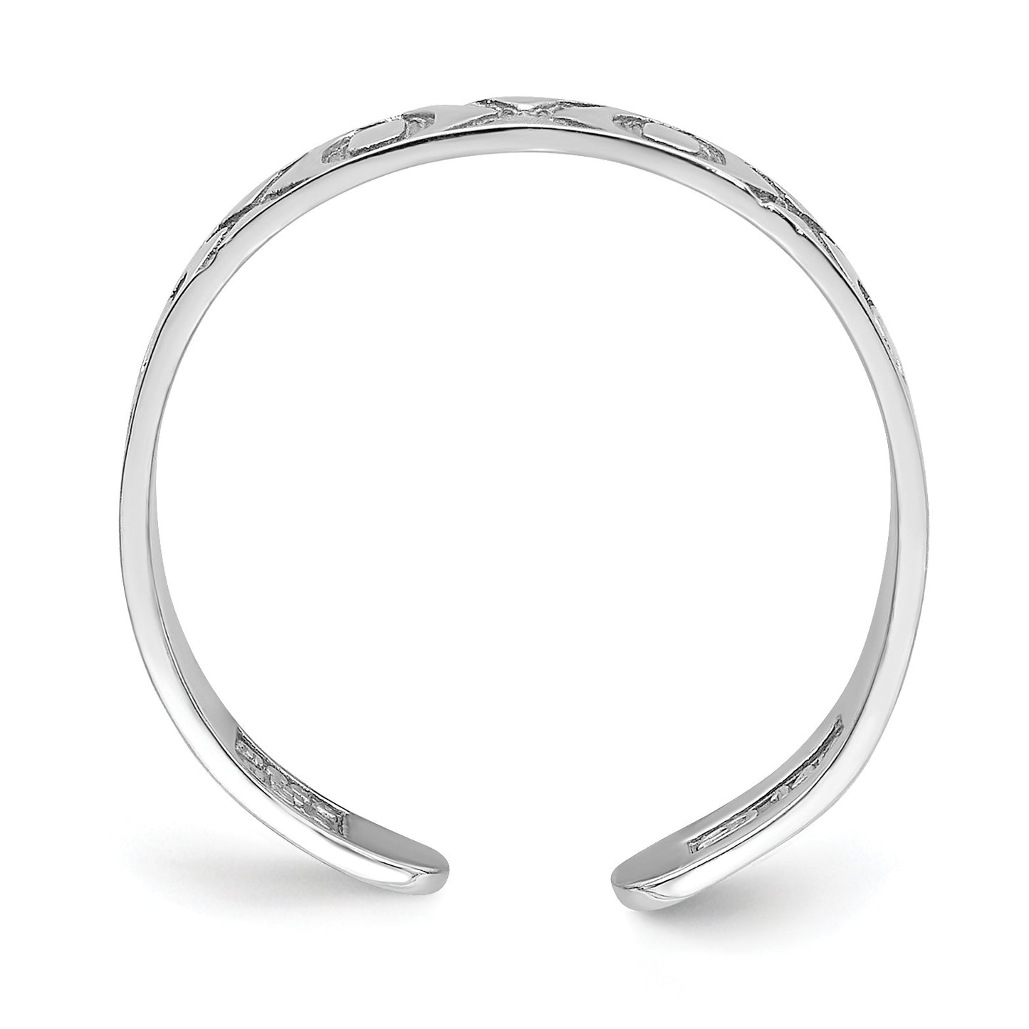 14K White Gold X and O Pattern Toe Ring